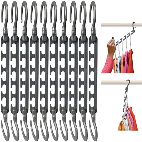 Wonder Hanger Max Space Saving Closet Hangers, 10-Pack, 360° Swivel, Grey by WONDERHANGER