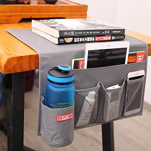 Zafit 5 Pockets Bedside Caddy, Bedside Storage Organizer for Water Bottles, Magazines, Phone, Glasses (5 Pockets-Grey) - Image 6