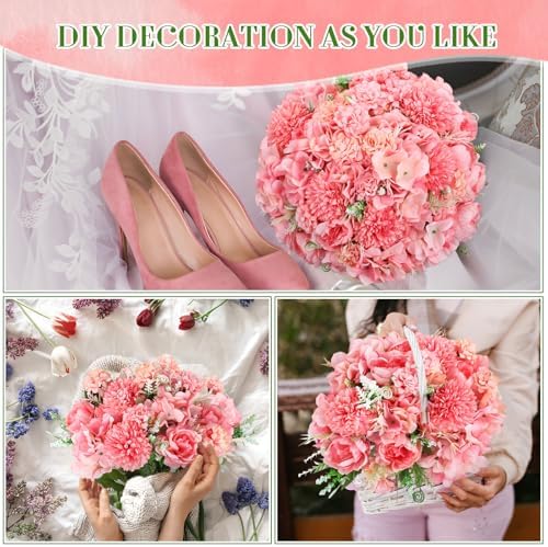 Tigeen 24 Bundles Artificial Flowers Bouquet Silk Peonies, Rose Pink - Image 5