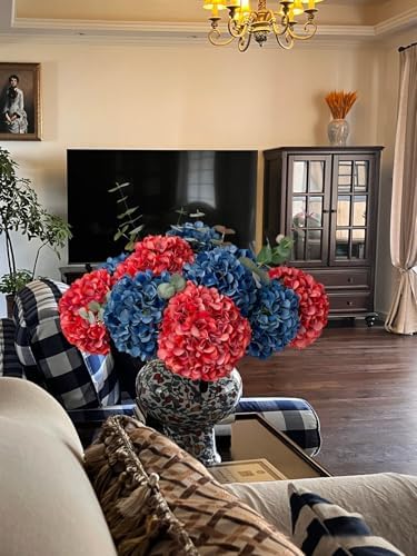 ZYTUYO 5 Pcs Orange Silk Hydrangeas Aritificial Flower Boho Dried Touch 20'' Faux Hydrangeas for Fall Home Decor Kitchen Living Room Porch Wreath Xmas Wedding Flower Arrangement - Image 6