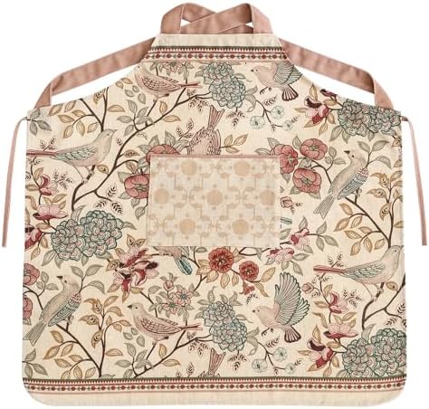 patdrea Blue Floral Linen Apron with Pocket,French Kitchen Garden Chef BBQ Aprons for Women and Men,Crisscross Back Straps by patdrea