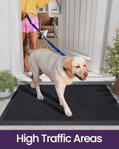 DEXI Door Mat Outside Entrance 24x36, Heavy Duty Rubber Doormats, Black - Image 6