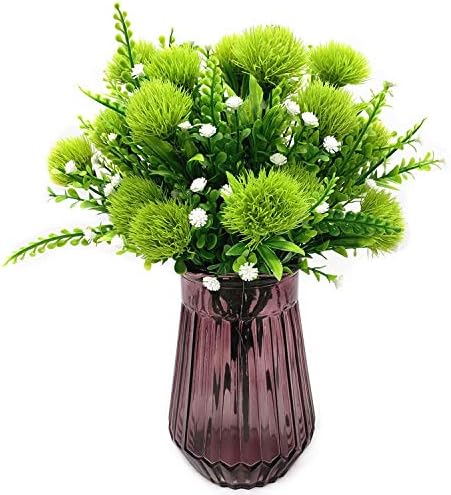 CATTREE Artificial Dandelion Plants, Plastic Flowers Shrubs Bushes Fake Grass Wedding Indoor Outdoor Home Garden Verandah Centerpieces Arrangements Party Decoration Planting Filler - Green 4 Pack - Image 4