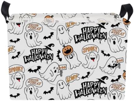 NTAO Gift Storage Basket Empty for Halloween, Storage Bin with Handles, Room Decor, Book Box(Spooky Ghost) - Image 7