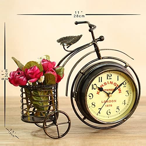 Desk Clock Vintage Table Clock Desktop Farmhouse Tabletop Metal Clock for Office Bedroom Silent Quartz Decor Double Sided - Image 2