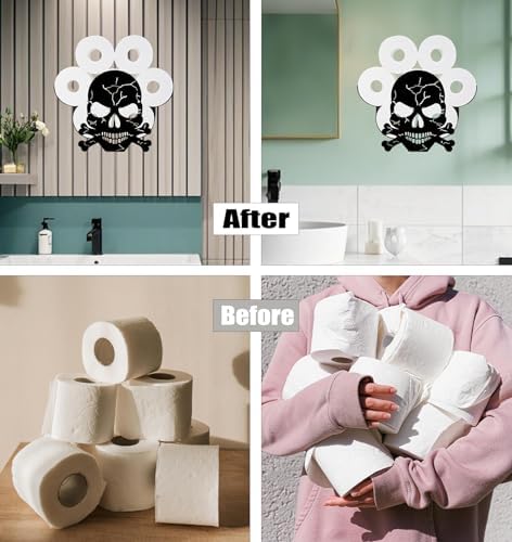Sugar Skull Toilet Tissue Holder,Animal Paper Holders,Decorative Metal Papers Holder,Funny Toilet Animal Storage for Bathrooms,Bathroom Paper Organizer for Extra 8 Rolls Wall Mounted Art Decor - Image 6
