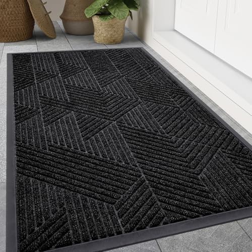 Smiry Front Door Mat Outside Entrance, Low Profile Rubber Doormat, 47x23 by Smiry