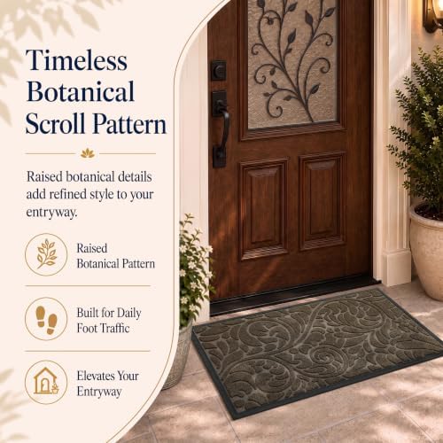 Yimobra Front Door Mat Outside Entrance, Floral Outdoor Mat, 29.5x17,Brown - Image 6