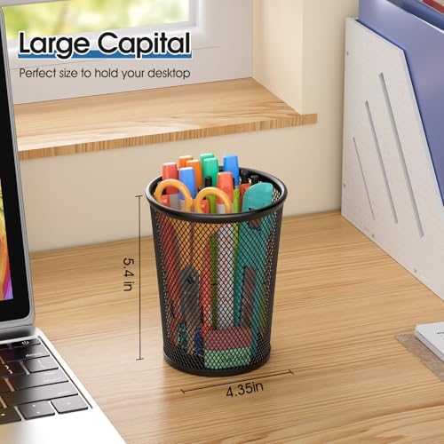 MaxGear Pen Holder for Desk 2 Pack, Mesh Metal 5.4’’, Makeup Brush Holders - Image 2