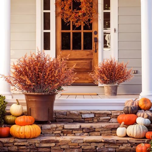 RECUTMS Outdoor Faux Plant Fall Fake Plant UV Resistant Artificial Greenery - Image 3