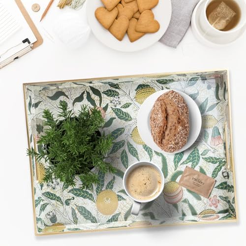 Spsyrine Plastic Serving Tray with Handles for Coffee Table, Lemon - Image 2