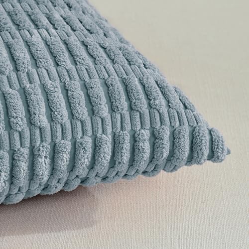 Fancy Homi 4 Packs Decorative Throw Pillow Covers for Living Room Couch Bed, Modern Farmhouse Boho Home Décor Accent Cushion Case, 14" x 14", Light Blue - Image 4