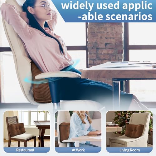 Lumbar Support Pillow for Study Desk Chair, Bite-Size Natural Latex Foam Back Support Pillow for Lower Back Pain Relief, Soft & Support Corduroy Office Chair Cushion, S, Brown - Image 6
