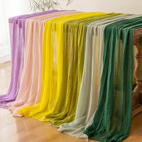 Yellow Cheesecloth Summer Table Runner 120 Inches for Party Home Decor - Image 6