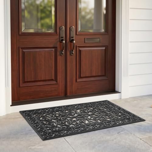 A1 Home Collections 10-LB Heavy Duty Rubber Doormat 24"×48" - Won't Blow Away | Outside Front Door Mat, Mud Dirt Scraper, Non-Slip Drainage Mat for Entryway Patio Garage, All-Weather, 100% Rubber Mats - Image 5