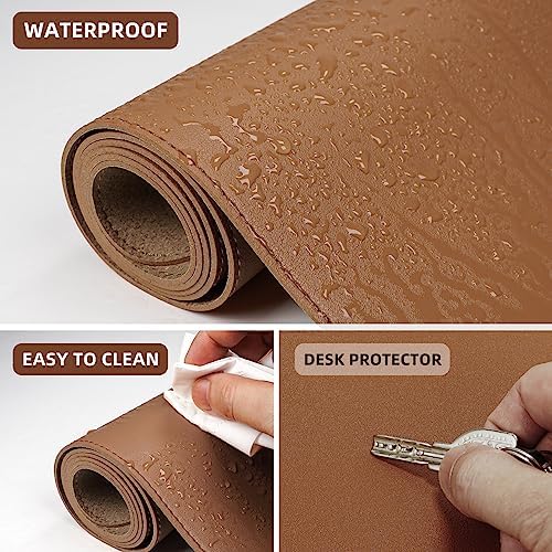 AFIING Cork Desk Mat 47" x 23.6", Dual-Sided Natural Cork & PU Leather Desk Pad, Non-Slip Waterproof Large Mouse Pad for Office, Home & Gaming (Brown) - Image 5