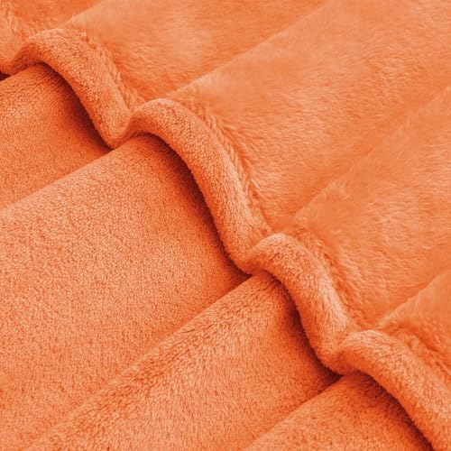 BEDELITE Fleece Blanket Soft Fall Oversized Bed Blanket Orange 120"x120" - Image 4