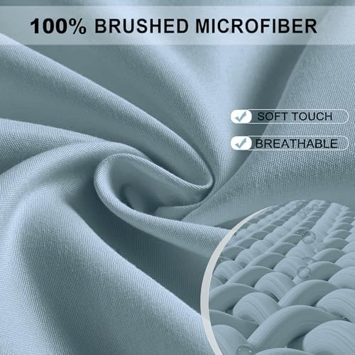 FreshCulture Queen Fitted Sheet - Hotel Quality, Ultra Soft & Breathable Brushed Microfiber, Deep Pocket, Cooling Fitted Sheets for Queen Size Bed (Sky Blue) - Image 2