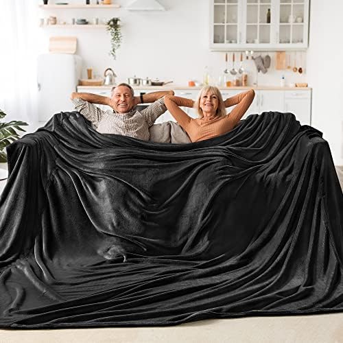 BEDELITE Fleece Blanket Soft Plush Oversized Bed Blanket Black 120"x120" by BEDELITE