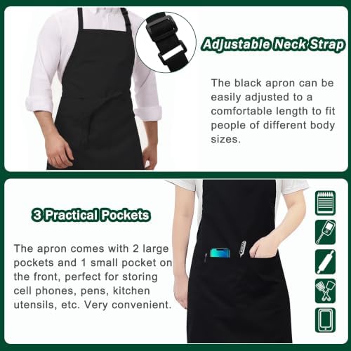 5 Pack Chef Apron, Servers Large Apron, Kitchen Bib Apron for Women Men - Image 4