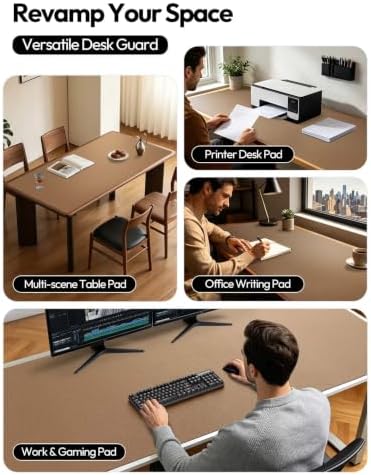 YSAGi Leather Desk Pad Protector, Office Desk Mat, Large Mouse Pad, Non-Slip PU Leather Desk Blotter, Laptop Desk Pad, Waterproof Desk Writing Pad for Office and Home (Shiny Bronze, 47" x 17") - Image 2