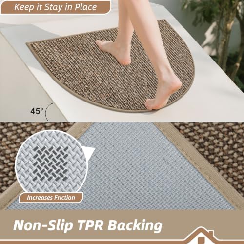 BEQHAUSE Dirt Trapper Door Mat Indoor 2 PCS Half Circle, 17x30 in, Taupe - Image 6