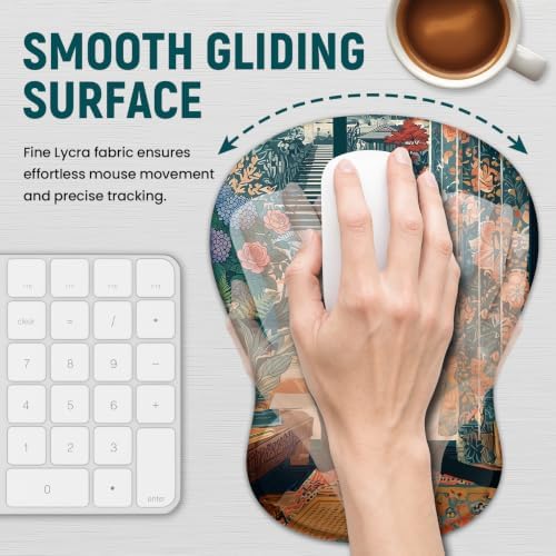 Ergonomic Mouse Pad with Wrist Rest, Gel Wrist Support, Cozy Cat - Image 4