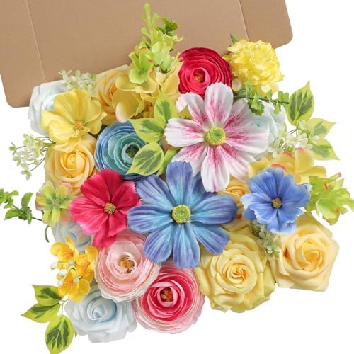 Serra Flora Artificial Flowers Combo Set Faux Flowers Bulk Flower Leaf with Stems for DIY Wedding Bouquets Centerpieces Baby Shower Party Home Decorations by SerraFlora