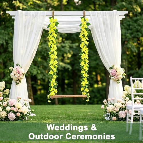 BLEUM CADE 2Pcs Fake Pothos Vines Ivy Garland with Faux Yellow Flowers - Image 7