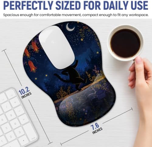 Ergonomic Mouse Pad with Wrist Rest, Gel Wrist Support, Starlit Cat - Image 6