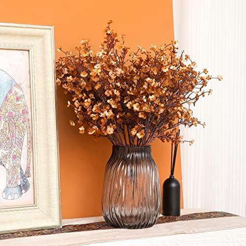 JAKY-Global Babys Breath Silk Artificial Flowers 12 Bundle Fake Plants Fall Stems Decorations for Home Farmhouse Decor Bouquets DIY Garden (Dark Brown White 12pcs) - Image 6