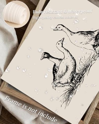 Vodefoad Goose Sketch Vintage Wall Art Retro Nursery Sketch Print Rustic Ducks Wall Decor for Gallery Nursery Bedroom Bathroom Office - 11x14Inch Unframe - Image 5