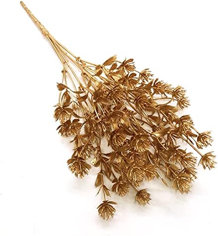PASYOU Gold Fake Plants, Artificial Flowers Decoration for Christmas Golden Leaves Grass Plastic Faux DIY Crafts Indoor Outdoor Home Garden Party Room Bedroom Wedding Table Centerpiece Decor, 4 Pack - Image 4