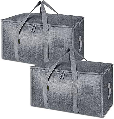 BALEINE 2-Pack Oversized Moving Bags with Reinforced Handles, Heavy-Duty Storage Tote for Clothes, Moving Supplies (Winter Grey, 2-Pack) by BALEINE