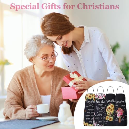 Maiteenly 4 Pcs Christian Sunflower Aprons for Women Religious Aprons Bible Verse Apron First Communion gifts for Women - Image 6