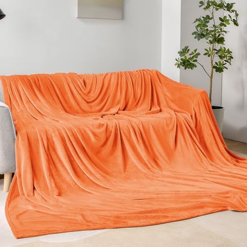 BEDELITE Fleece Blanket Soft Fall Oversized Bed Blanket Orange 120"x120" - Image 3