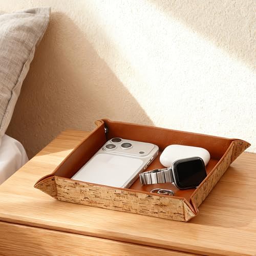 EZDeco Valet Tray for Men PU Leather Jewelry Tray for Women - Image 7
