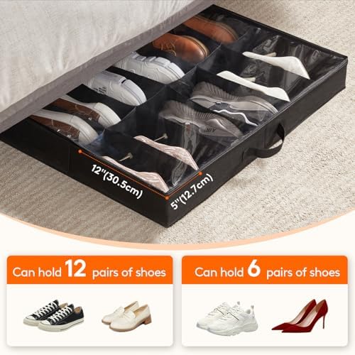 Lifewit Under Bed Shoe Storage Organizer Container, 3 Pack(12 Shoes Cells) - Image 4