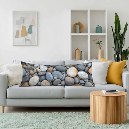 Sea Pebble Body Pillow Pillowcase, Beach Stones Rocks Farmhouse Body Pillow Cushion Covers, 20x54 Inch Bedding Pillows Protector Large Pillow Cases for Home Couch Sofa, Gray - Image 2