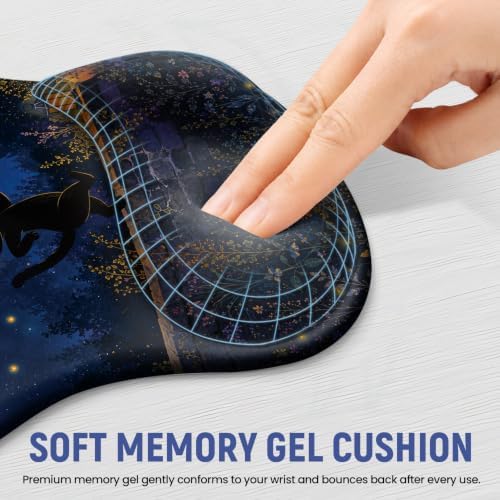 Ergonomic Mouse Pad with Wrist Rest, Gel Wrist Support, Starlit Cat - Image 3