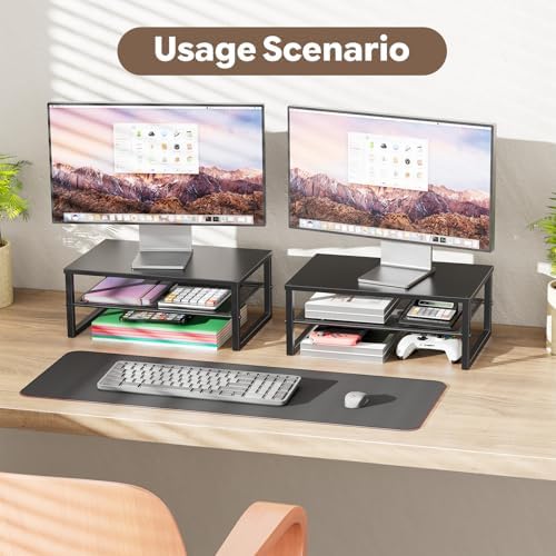 Ekisemio 2-Tier Computer Monitor Stand Riser, Desk Organizer for Monitor, Black - Image 5