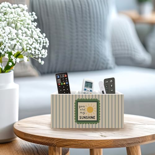 Boho Classroom Pen Holder, You Are My Sunshine Office Pen Pencil Holder Organizer for Desk Accessories, Retro Striped Wooden Box Desk Decor for Kids Nursery Room Office Desk Decorations - Image 3
