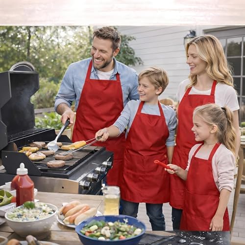 2/6/12/24 Pack Waterproof Aprons Bulk with Pockets, Polyester and PVC Coated Chef Aprons for Cooking, Painting, BBQ - Image 6