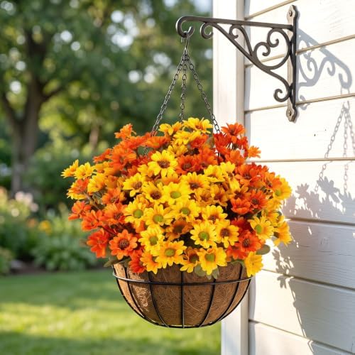 CEWOR 12 Bundles Fall Artificial Flowers for Outdoor Indoor, Fake Silk Daisy with Leaves, Autumn Faux Flower for Garden Patio Home Decor (4 Multicolor) - Image 3