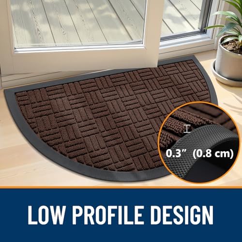 OLANLY Half-Circle Front Door Mat 29.5x17, Heavy-Duty Rubber Doormat - Image 4