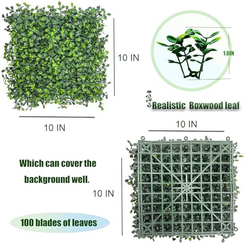 10"x10" (8 Pieces) Artificial Grass Wall Decoration Backdrop Panels - Image 2