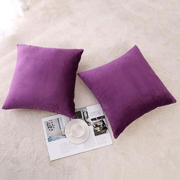 NiNi ALL Purple Velvet Throw Pillow Covers 26x26 Pack of 2 Decorative Couch - Image 2
