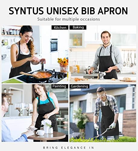 Syntus 12 Pack Apron with 2 Pockets Aprons for Men Women, Polyester, Black - Image 6