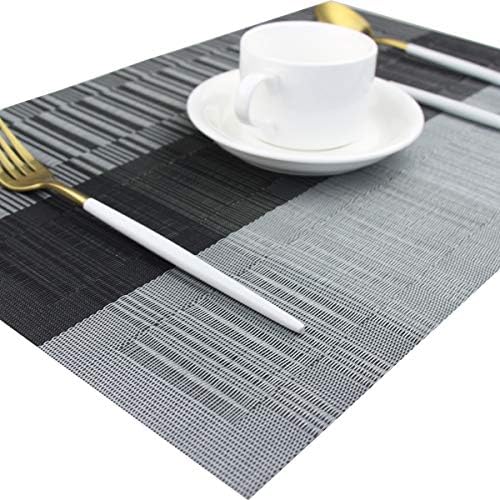 PIGCHCY Vinyl Placemats Set of 12 Washable Durable Kitchen Place Mats Easy to Clean Plastic Placemats for Dining Table (Black) - Image 4