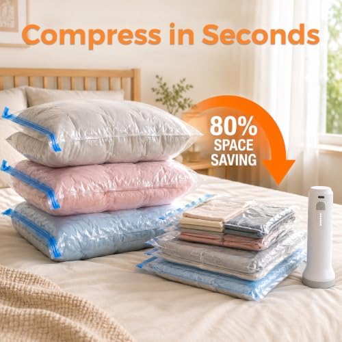 15 Pack Travel Vacuum Storage Bags with Rechargeable Cordless Pump, 3 Sizes - Image 2